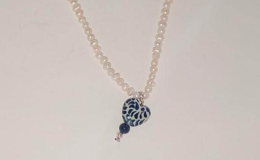 [ZTRI59] COLLAR PERLA NATURAL CORAZÓN TALAVERA LAPISLAZULI