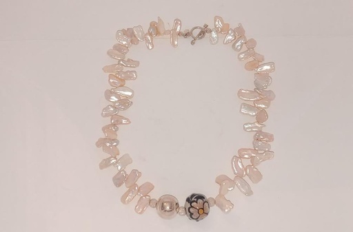 [ZTRI180] COLLAR PERLAS IRREGULARES  BOLA TALAVERA CHICA